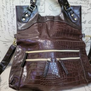 Brown Faux Leather Hand/Shoulder Bag